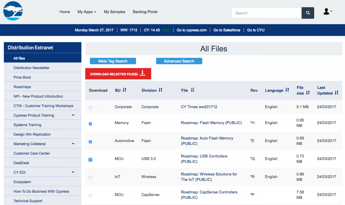 Select Files and download