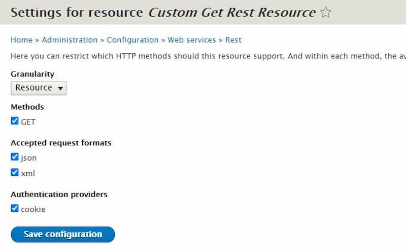 Follow these changes to get your rest resource start working