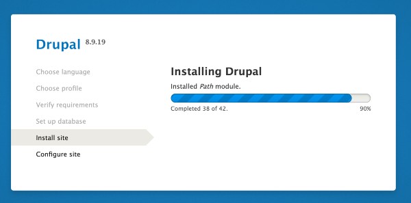 Drupal 8 installation progress bar