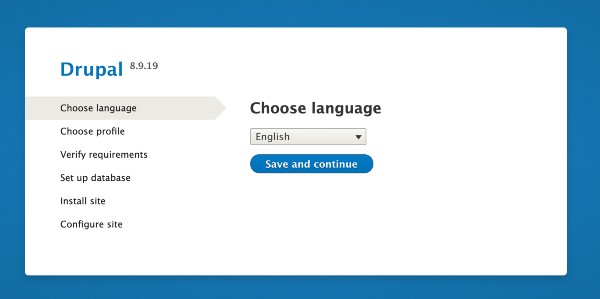 Select language as 1st step of Drupal installation process