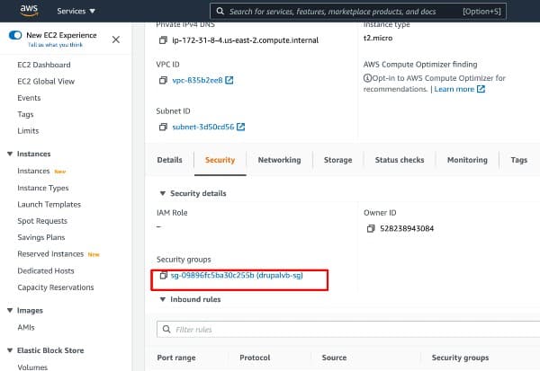 Find the security group details of EC2 Instance
