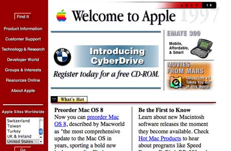 Apple's first website Apple’s first website