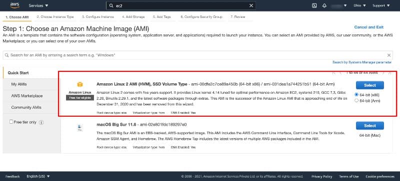 Choose Amazon Machine Image (AMI)