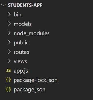 Express generator project folder structure