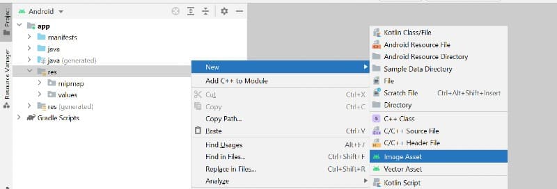 image asset path in android studio