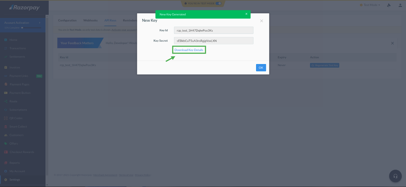 Razorpay Keys