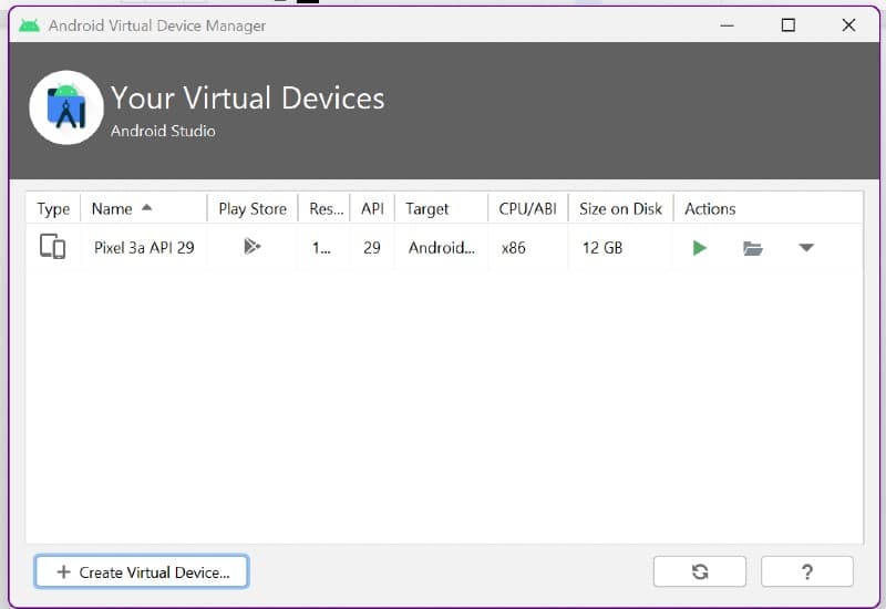 List of virtual devices
