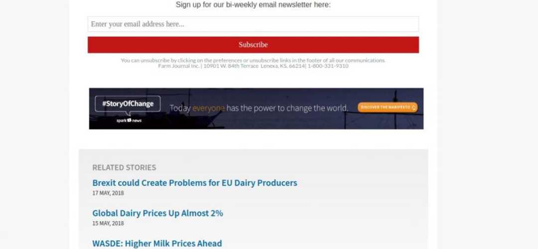 Farm Journal's MILK Magazine New Website sub page