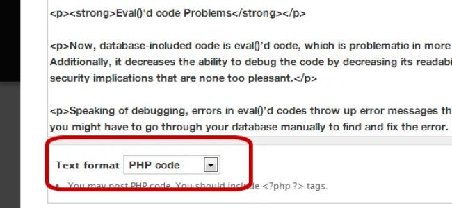 PHP filter in Drupal 7 Core